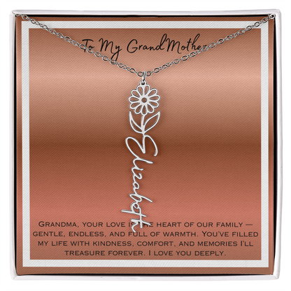 To My Grandmother Flower Name Necklace