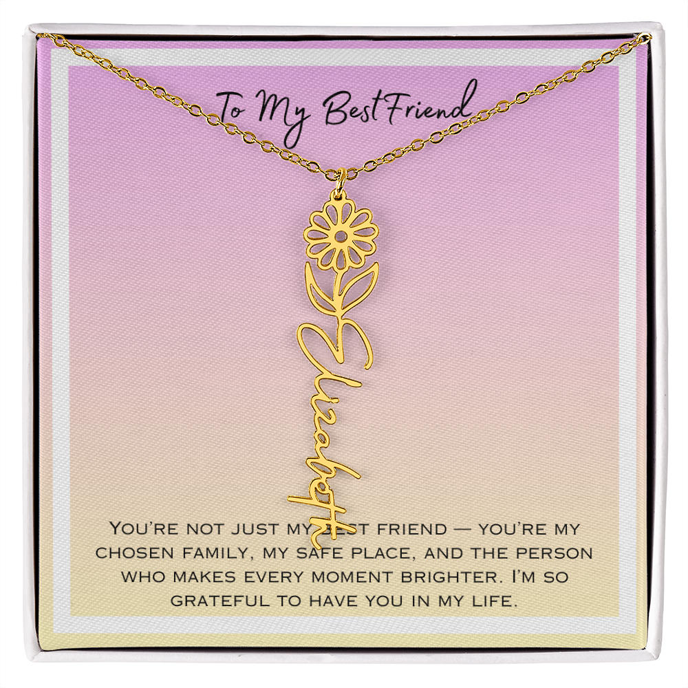 To My Bestfriend Flower Name Necklace