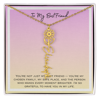 To My Bestfriend Flower Name Necklace
