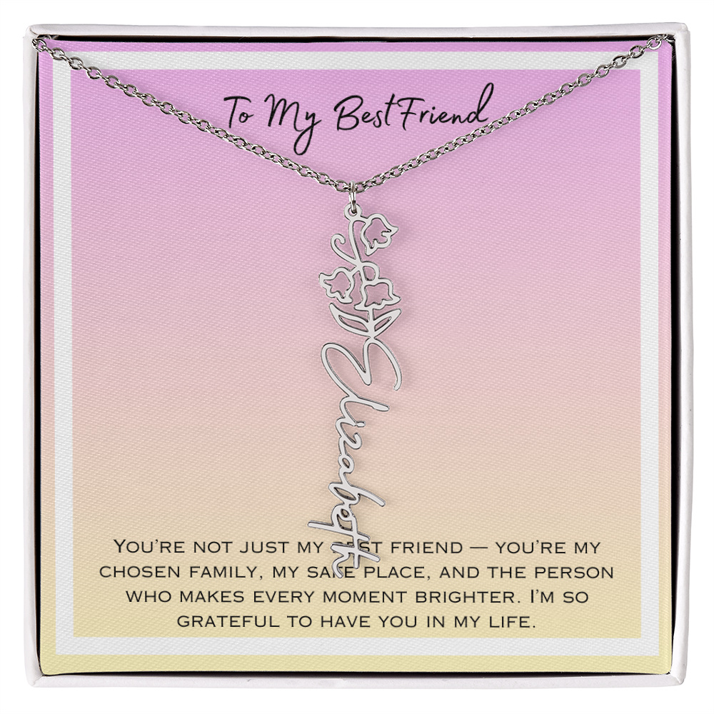 To My Bestfriend Flower Name Necklace