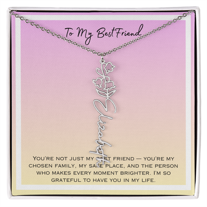 To My Bestfriend Flower Name Necklace