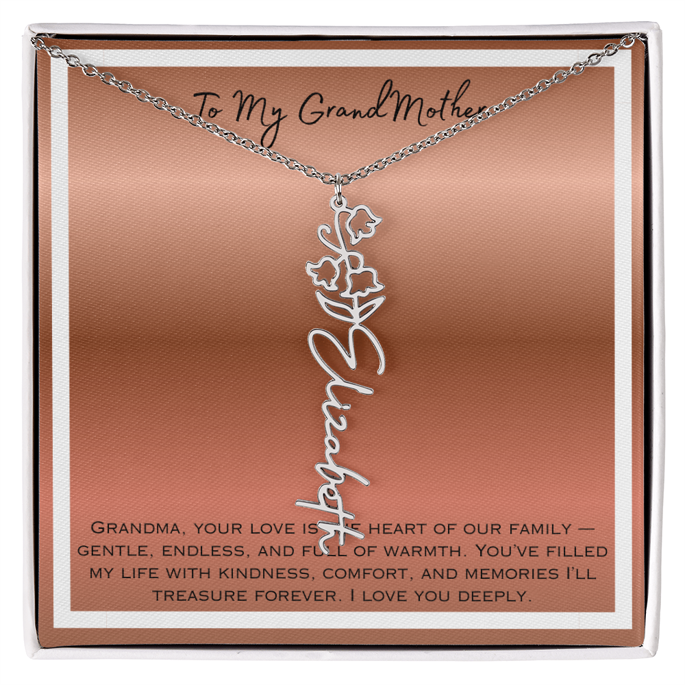 To My Grandmother Flower Name Necklace