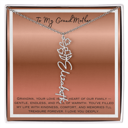 To My Grandmother Flower Name Necklace