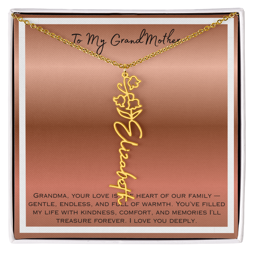 To My Grandmother Flower Name Necklace