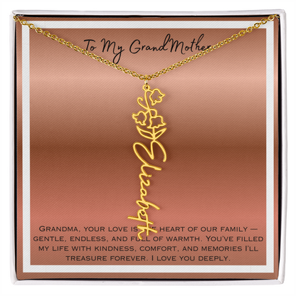 To My Grandmother Flower Name Necklace
