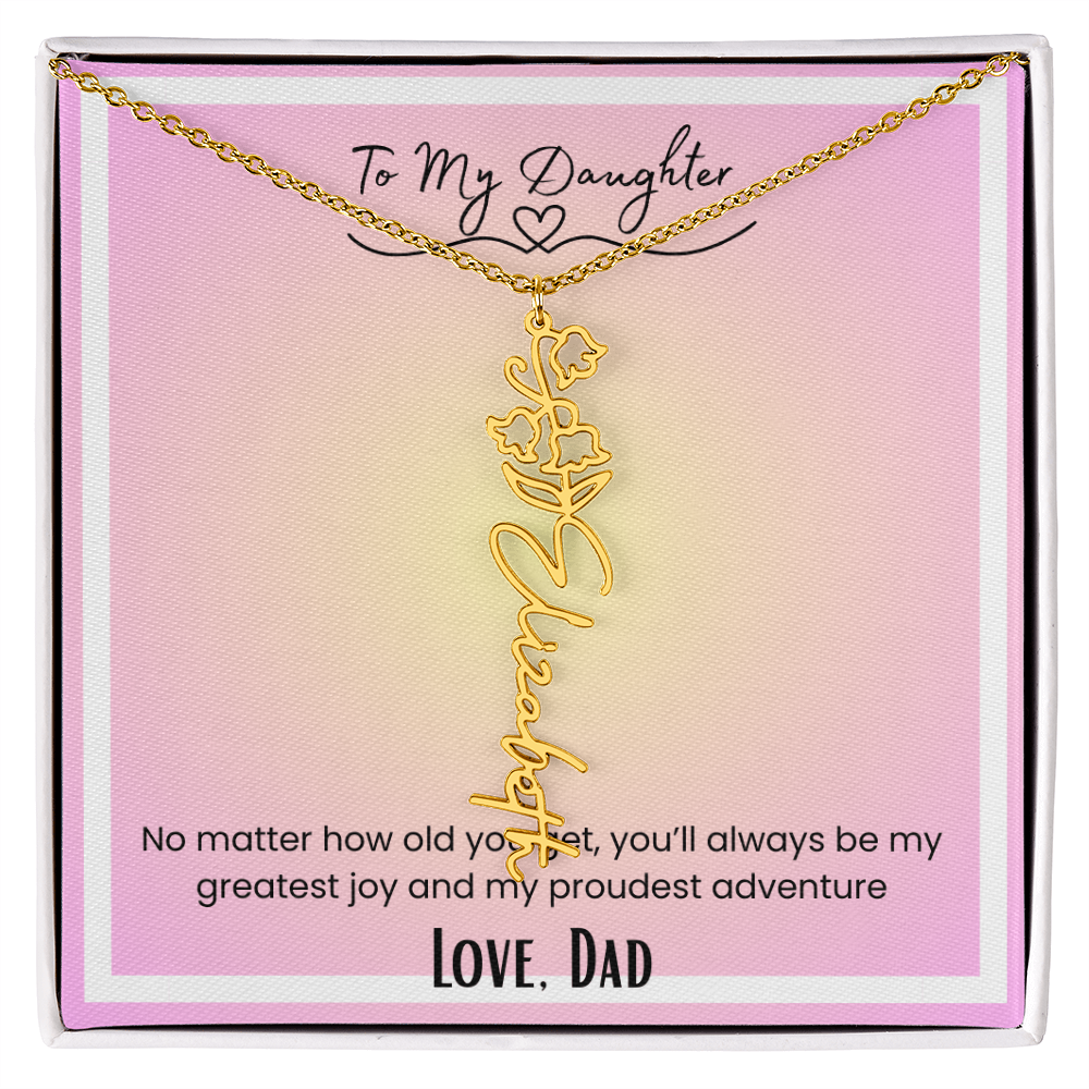 To My Daughter, Love Dad Flower Name Necklace