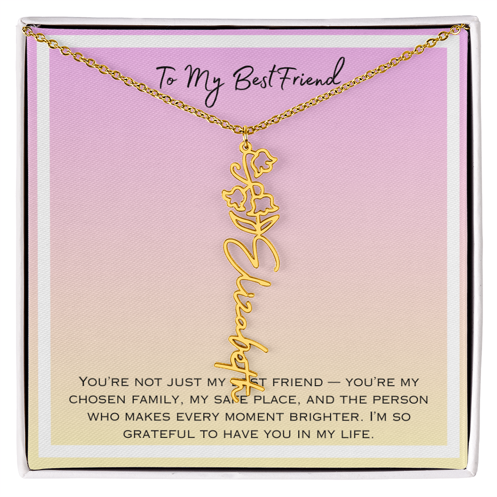 To My Bestfriend Flower Name Necklace