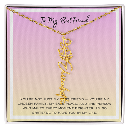 To My Bestfriend Flower Name Necklace
