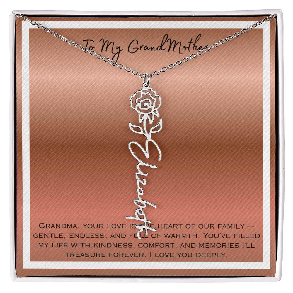 To My Grandmother Flower Name Necklace