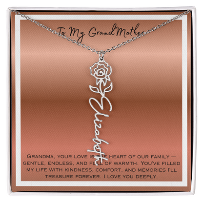 To My Grandmother Flower Name Necklace