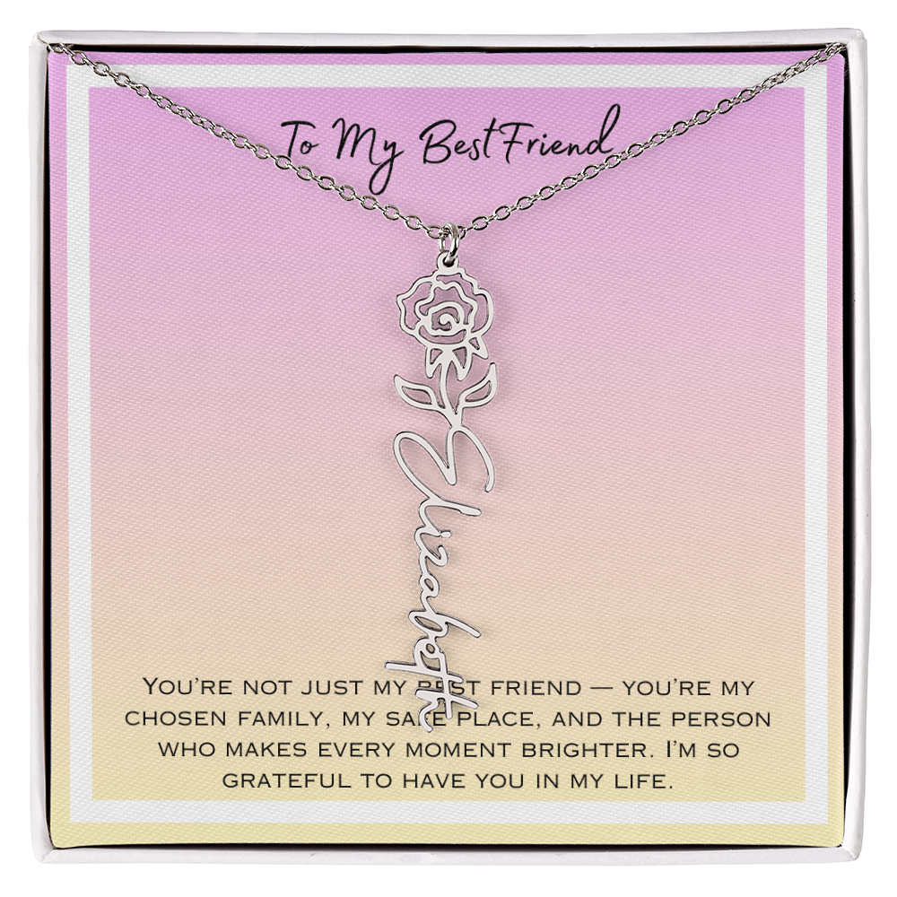 To My Bestfriend Flower Name Necklace
