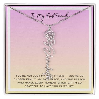 To My Bestfriend Flower Name Necklace