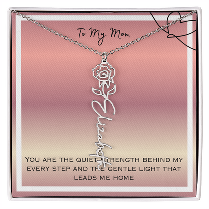 To My Mom Flower Name Necklace