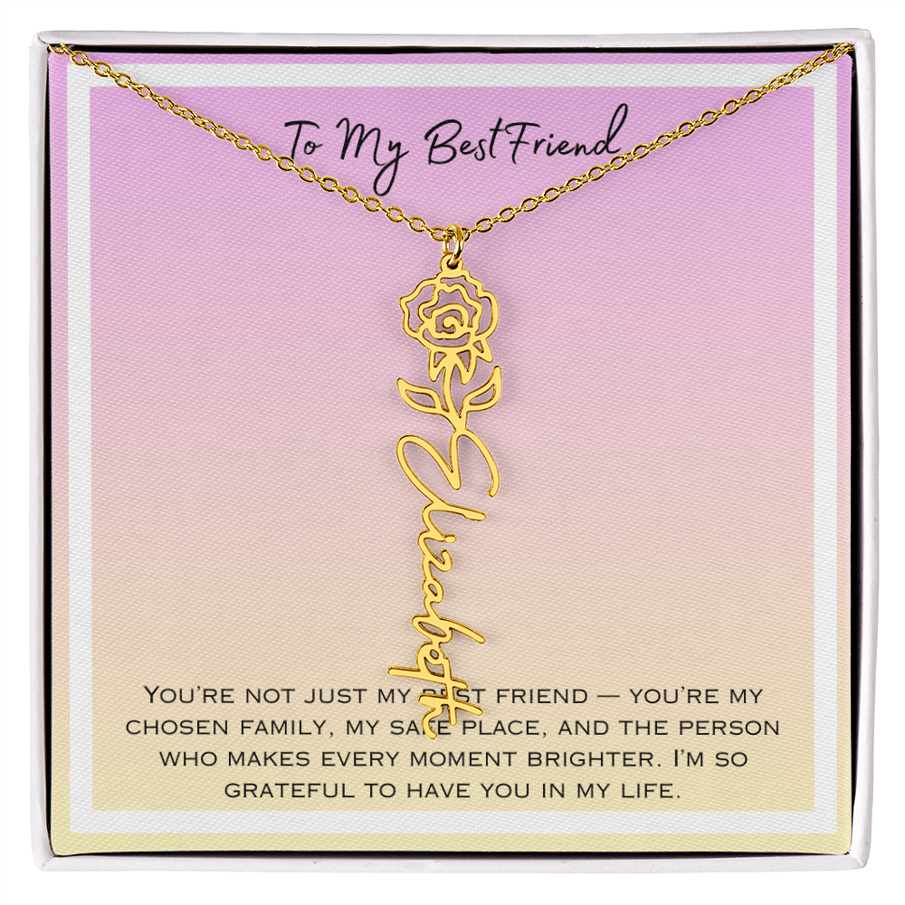 To My Bestfriend Flower Name Necklace
