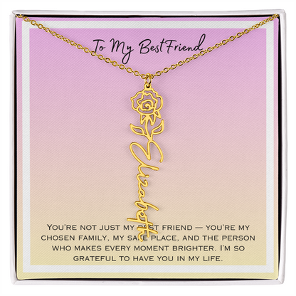 To My Bestfriend Flower Name Necklace