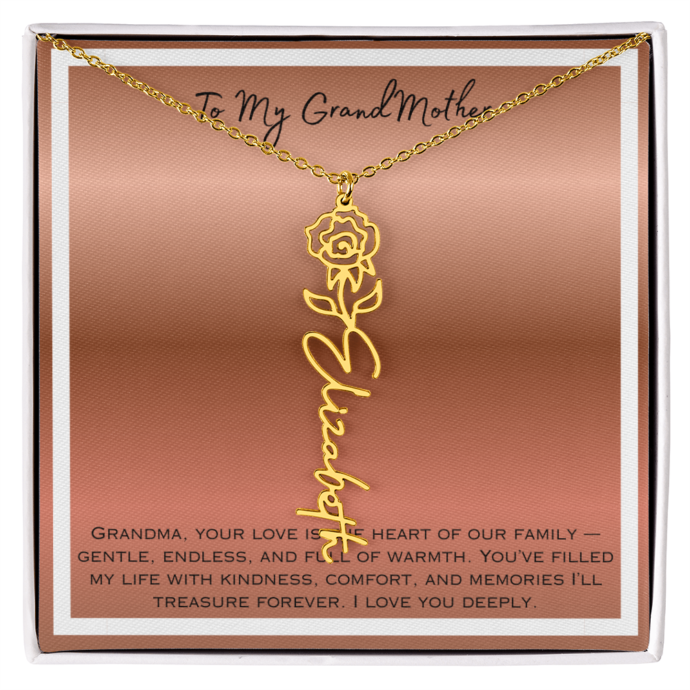 To My Grandmother Flower Name Necklace