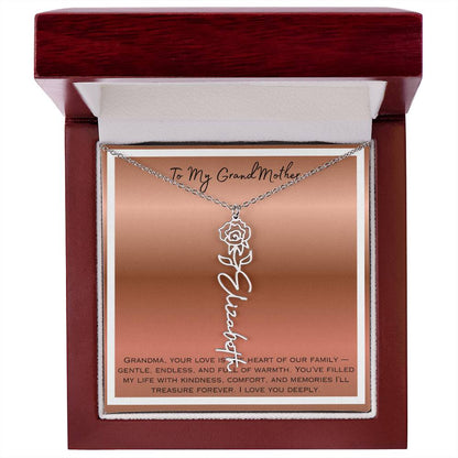 To My Grandmother Flower Name Necklace