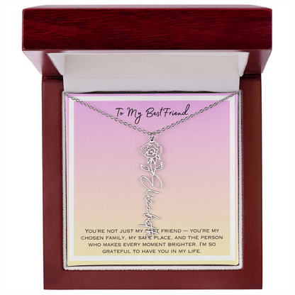 To My Bestfriend Flower Name Necklace