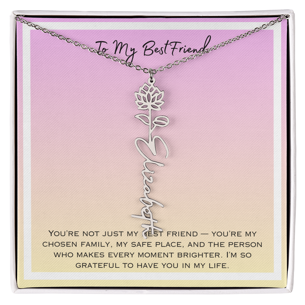 To My Bestfriend Flower Name Necklace
