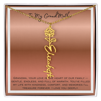 To My Grandmother Flower Name Necklace