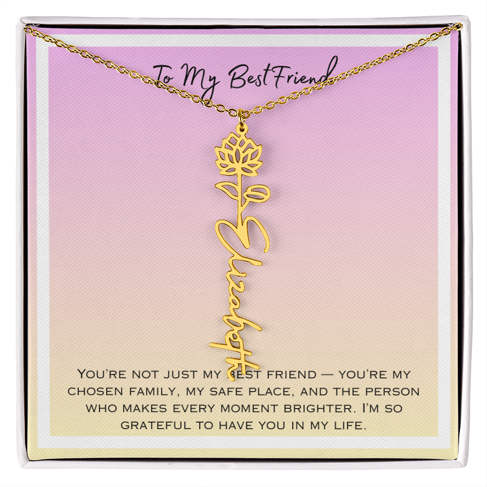 To My Bestfriend Flower Name Necklace
