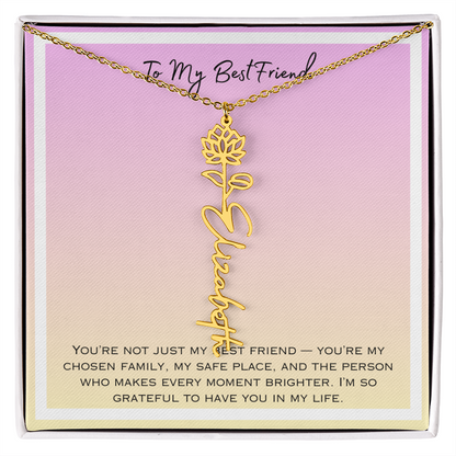 To My Bestfriend Flower Name Necklace