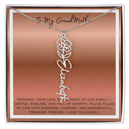 To My Grandmother Flower Name Necklace