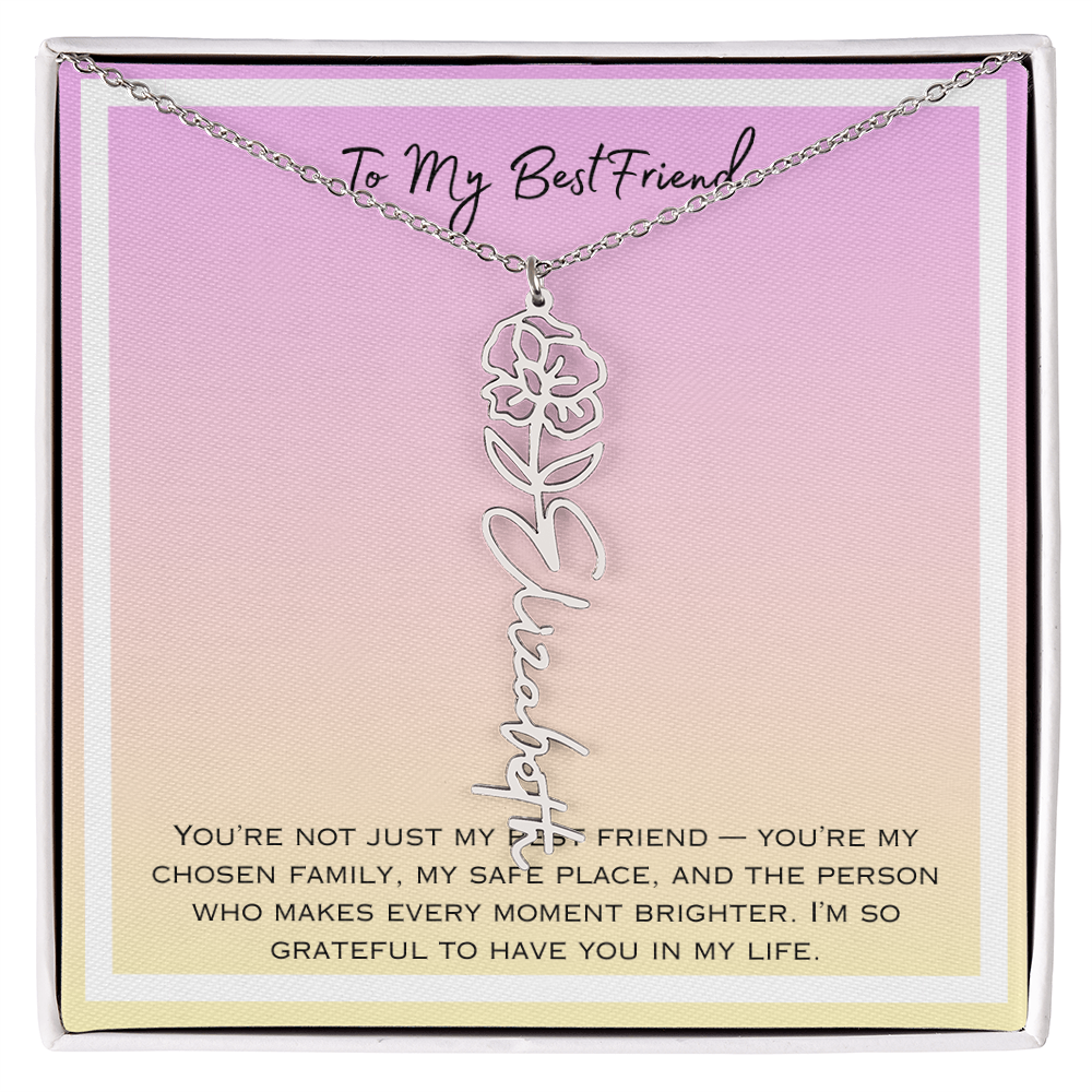 To My Bestfriend Flower Name Necklace