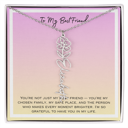 To My Bestfriend Flower Name Necklace