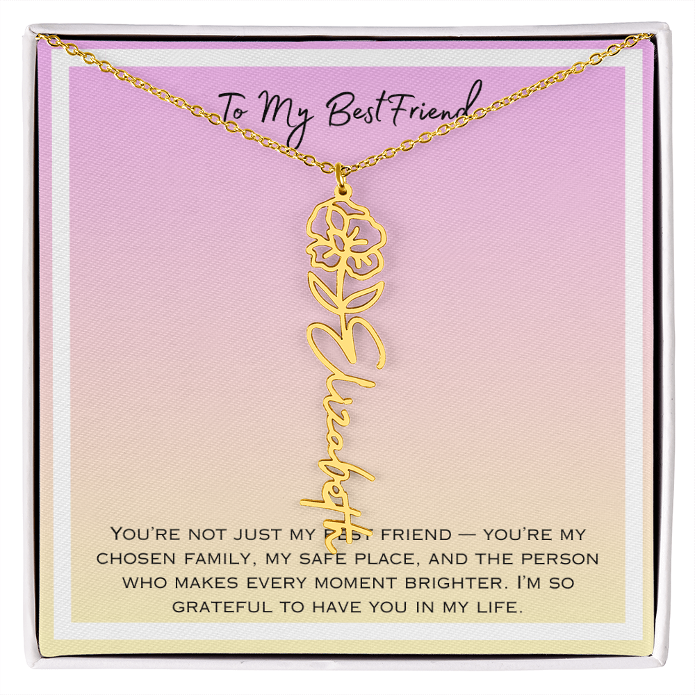 To My Bestfriend Flower Name Necklace