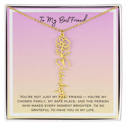 To My Bestfriend Flower Name Necklace