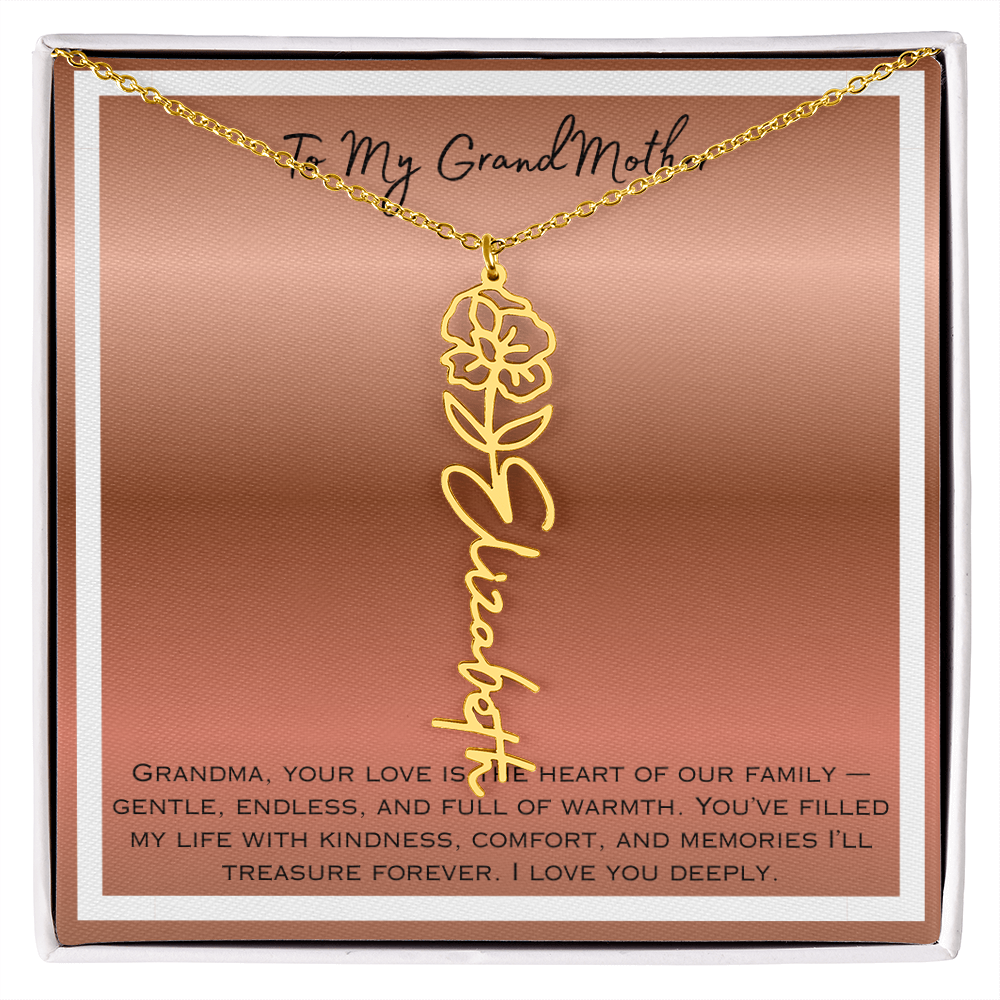 To My Grandmother Flower Name Necklace