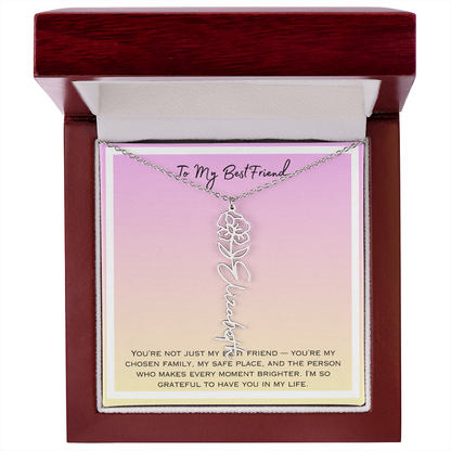 To My Bestfriend Flower Name Necklace