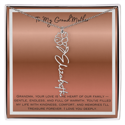 To My Grandmother Flower Name Necklace