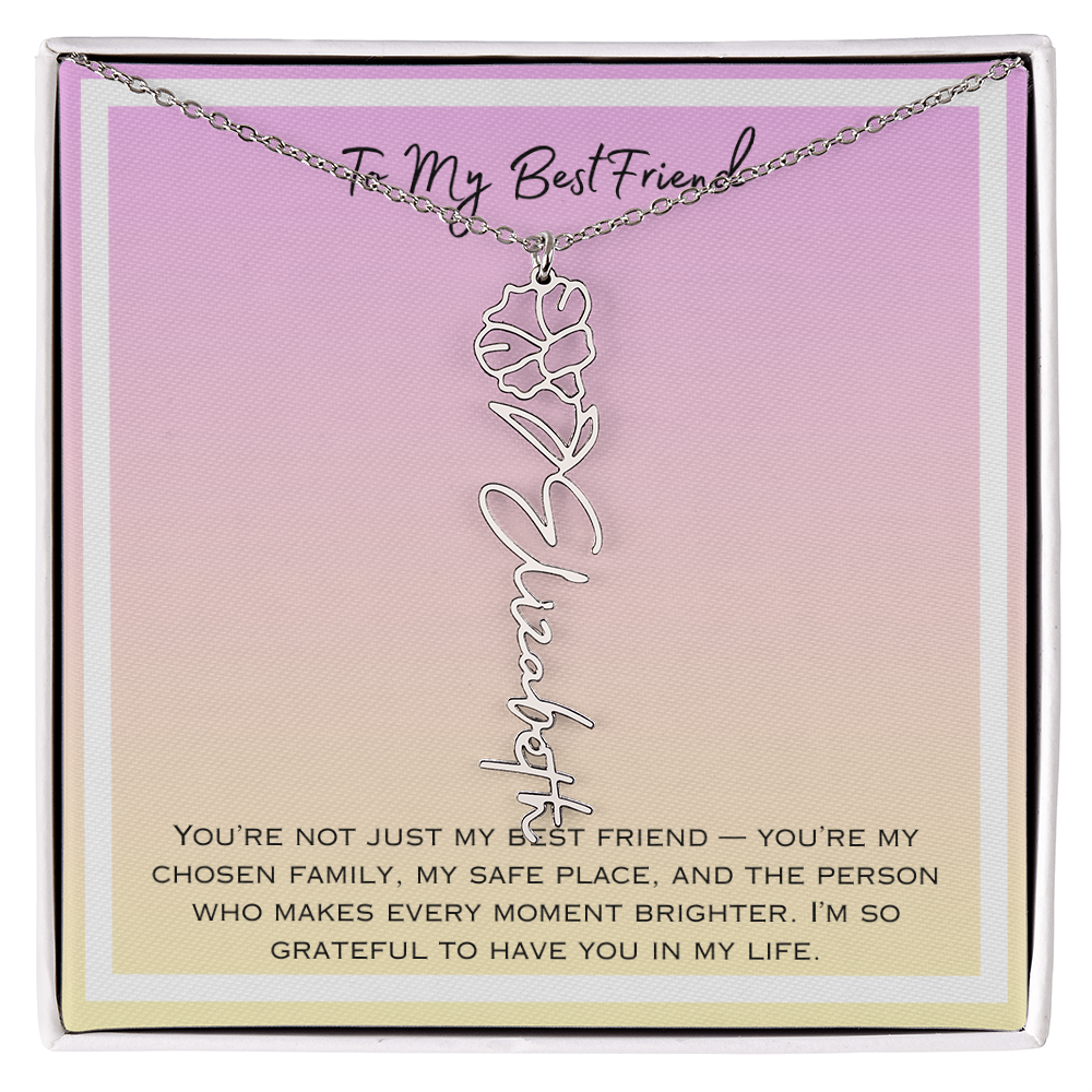 To My Bestfriend Flower Name Necklace