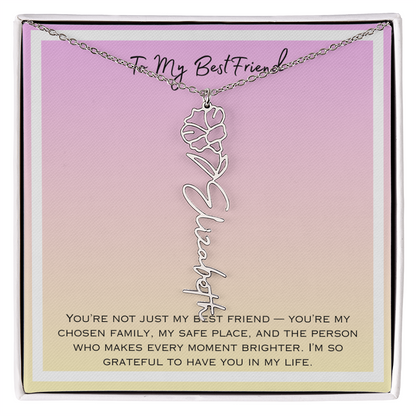 To My Bestfriend Flower Name Necklace
