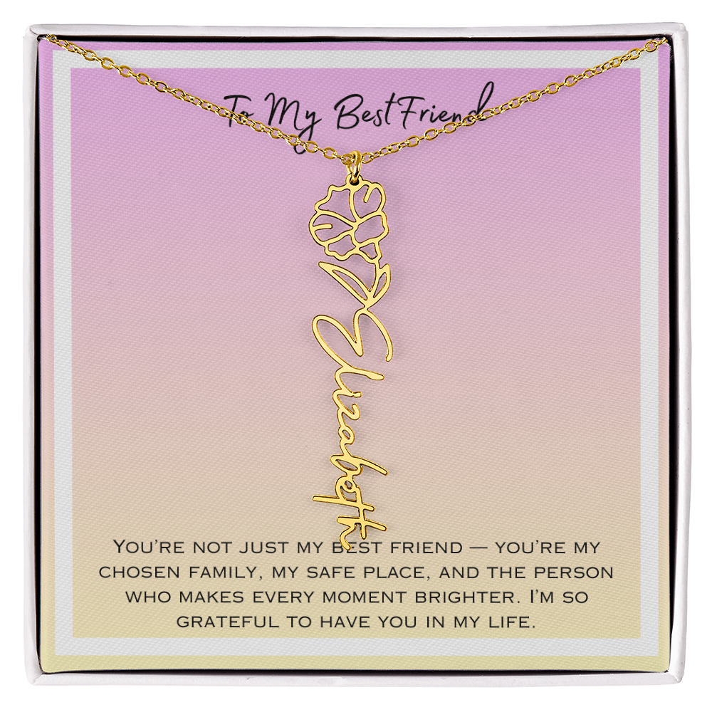 To My Bestfriend Flower Name Necklace