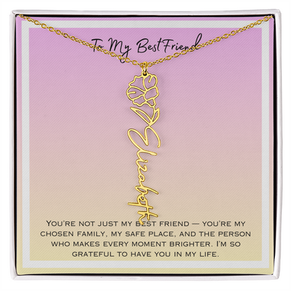 To My Bestfriend Flower Name Necklace