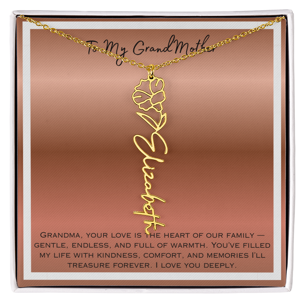 To My Grandmother Flower Name Necklace