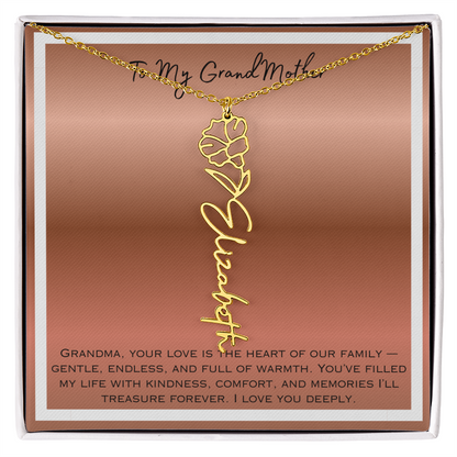 To My Grandmother Flower Name Necklace