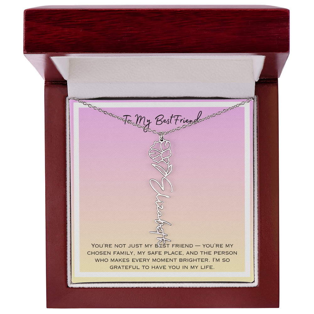 To My Bestfriend Flower Name Necklace