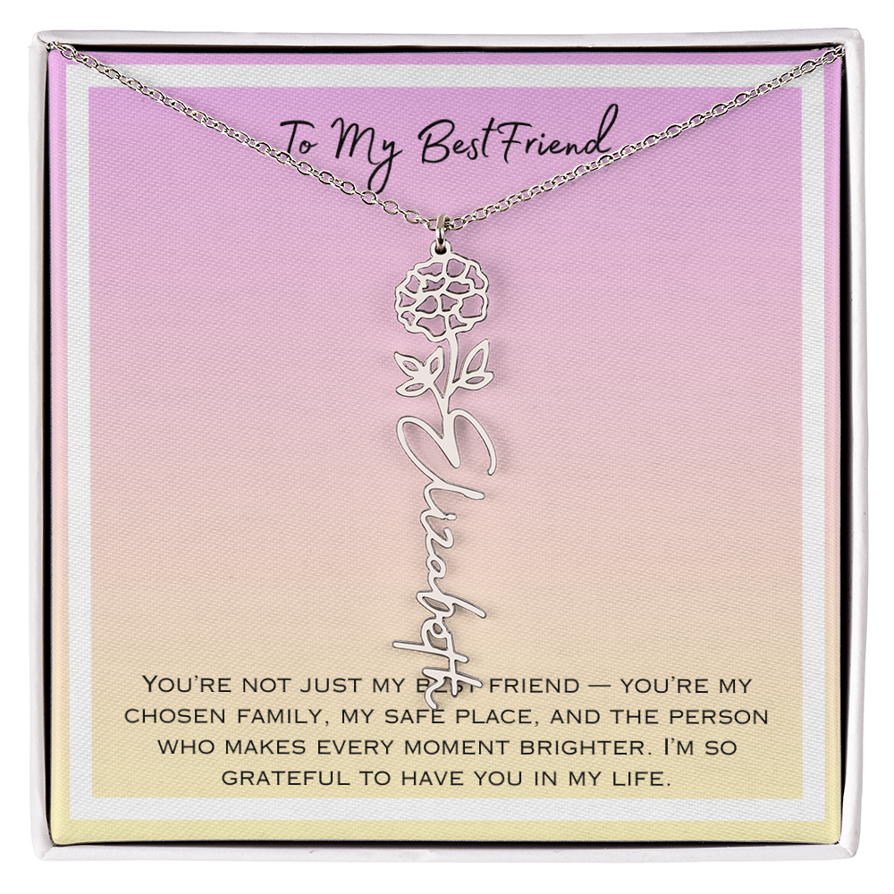 To My Bestfriend Flower Name Necklace