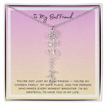 To My Bestfriend Flower Name Necklace