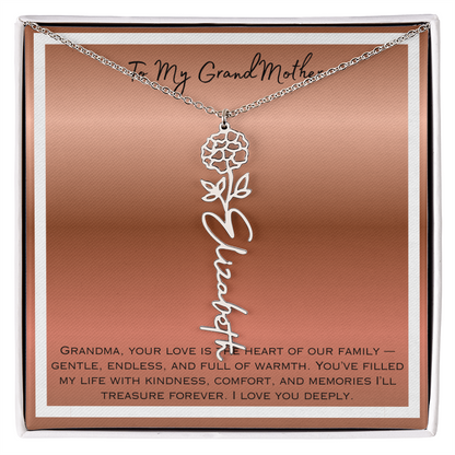 To My Grandmother Flower Name Necklace