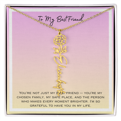 To My Bestfriend Flower Name Necklace