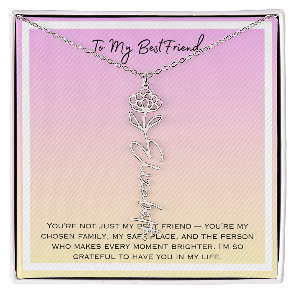 To My Bestfriend Flower Name Necklace
