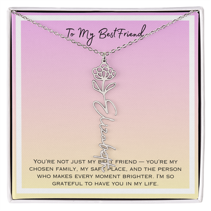 To My Bestfriend Flower Name Necklace