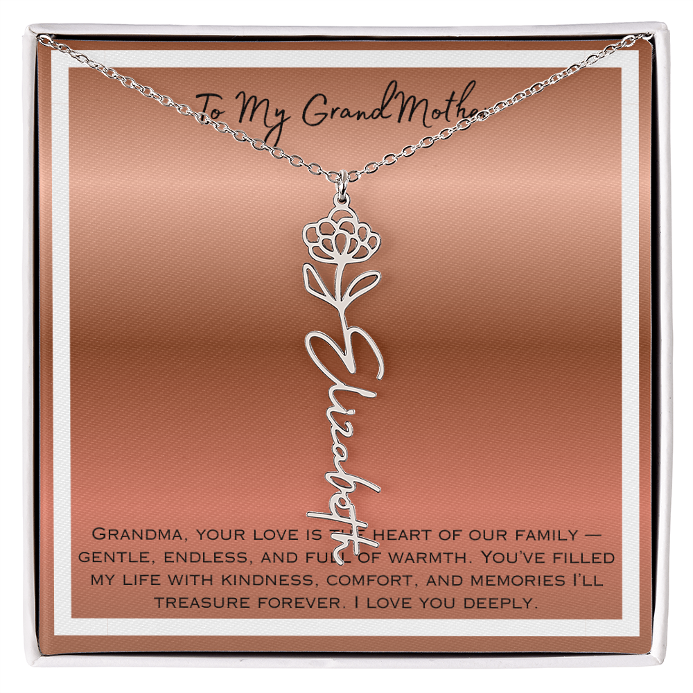 To My Grandmother Flower Name Necklace