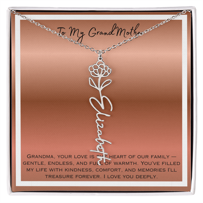 To My Grandmother Flower Name Necklace