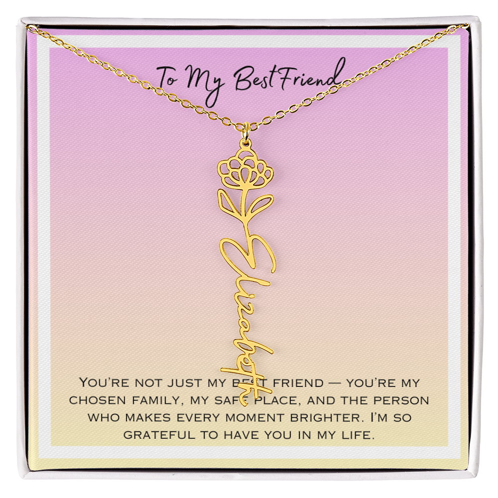 To My Bestfriend Flower Name Necklace